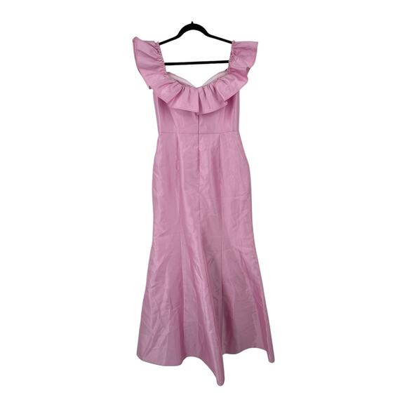 Alfred Sung dress D836 Off the Shoulder Ruffle Satin Trumpet Gown pink size 6 - Picture 4 of 7